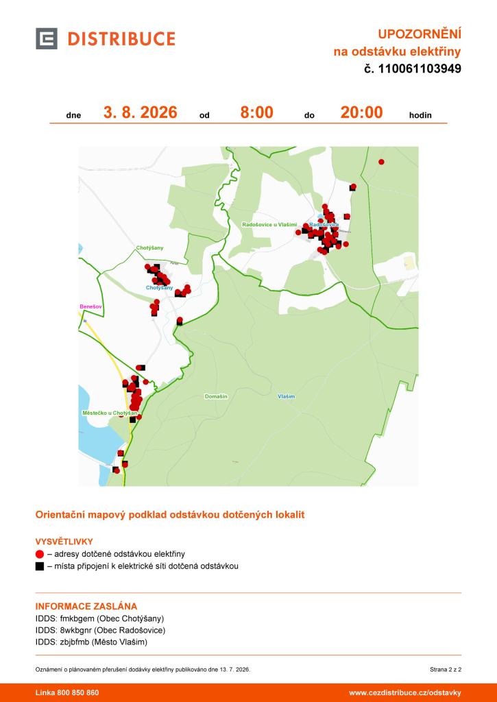 mapa k odstávce elektřiny 3.8.2026
