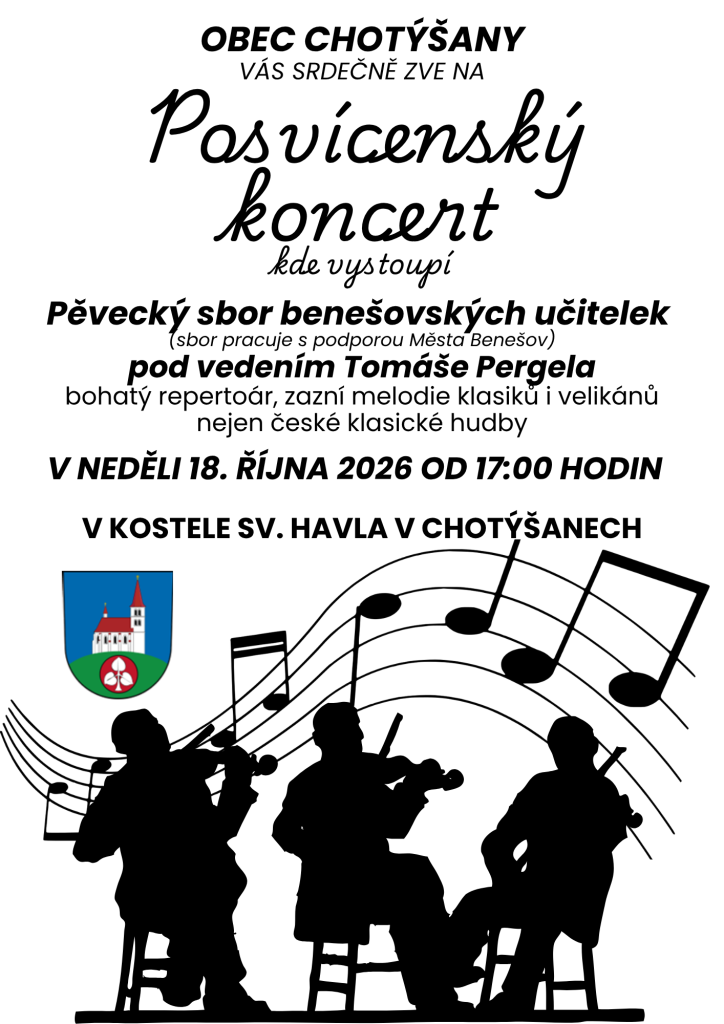 posvícenský koncert 18.10.2026 od&nbsp;17 hodin v&nbsp;kostele sv.&nbsp;Havla v&nbsp;Chotýšanech